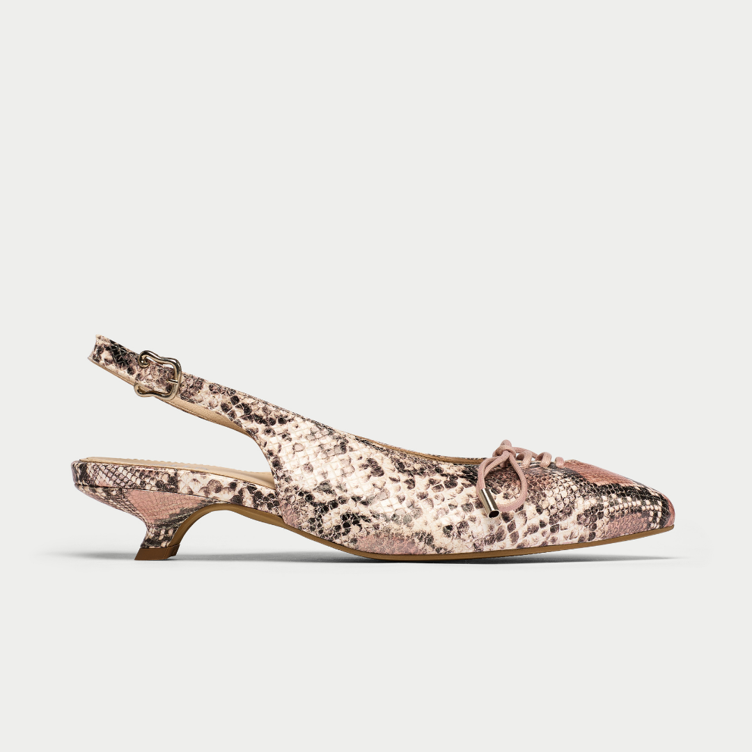 Trudie rose snake slingback side view