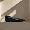 agata black leather flats side view