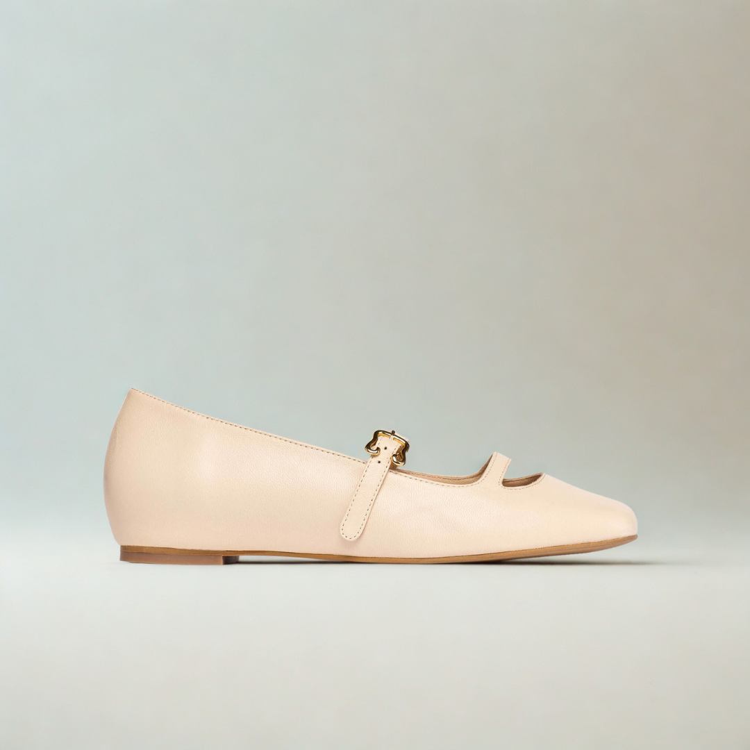 Calla | Alexa | Vanilla Cream Leather Flat Ballerina