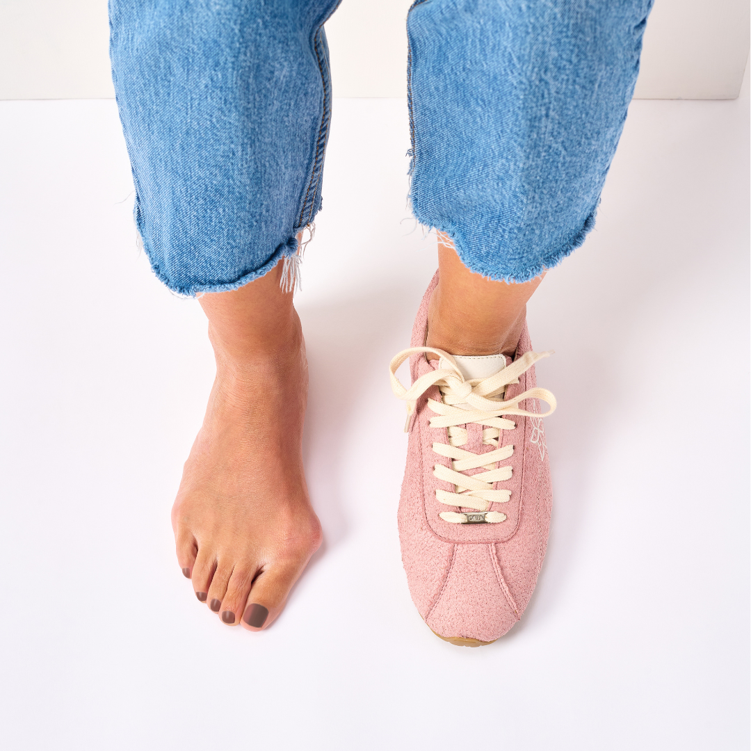Aurora - Baby Pink Suede Wide Fit Sneakers