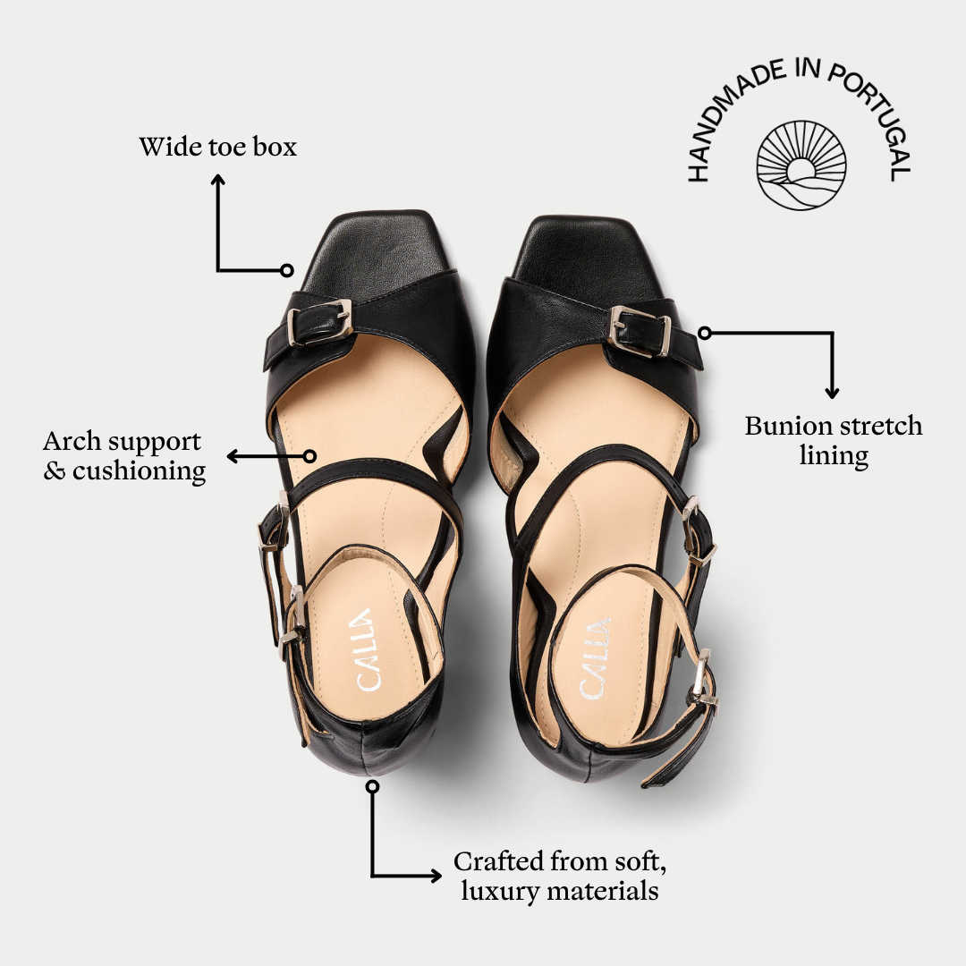 Bridget - Black Leather Heels