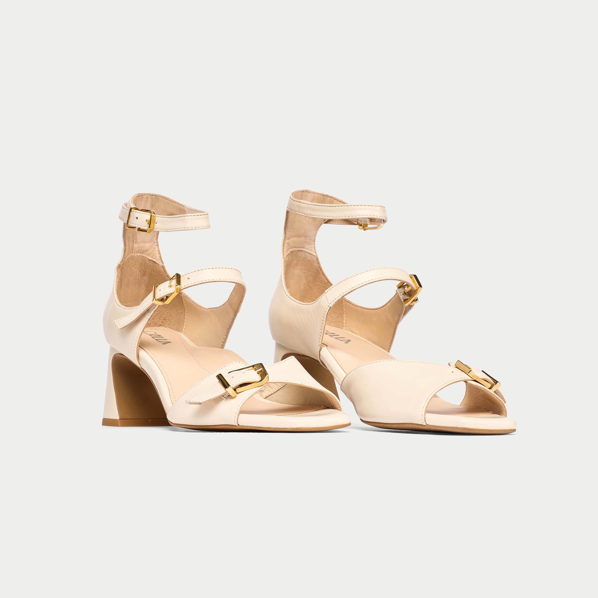Bridget - Off White Leather Heels
