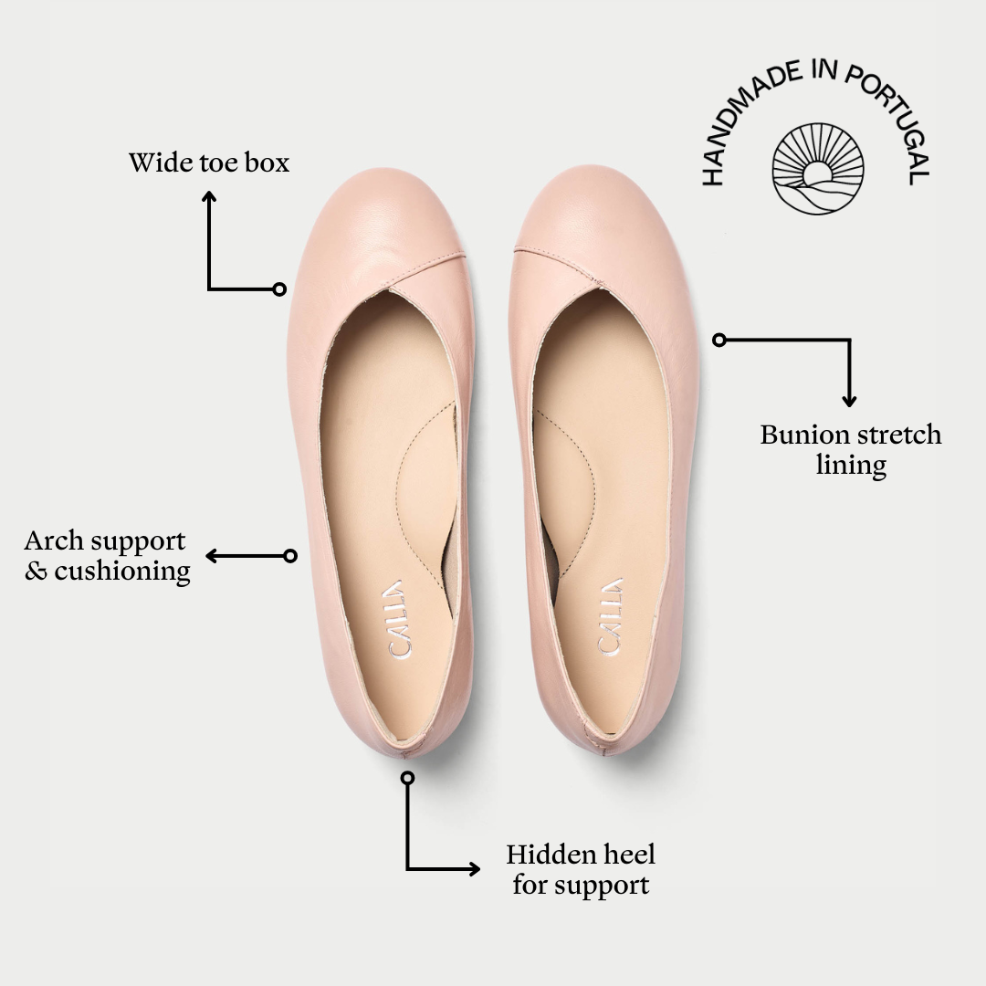 Charlotte - Pale Pink Leather Ballerinas
