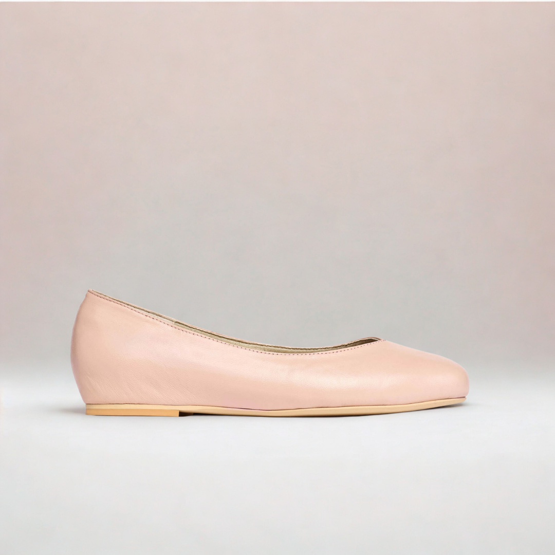 Charlotte - Pale Pink Leather Ballerinas