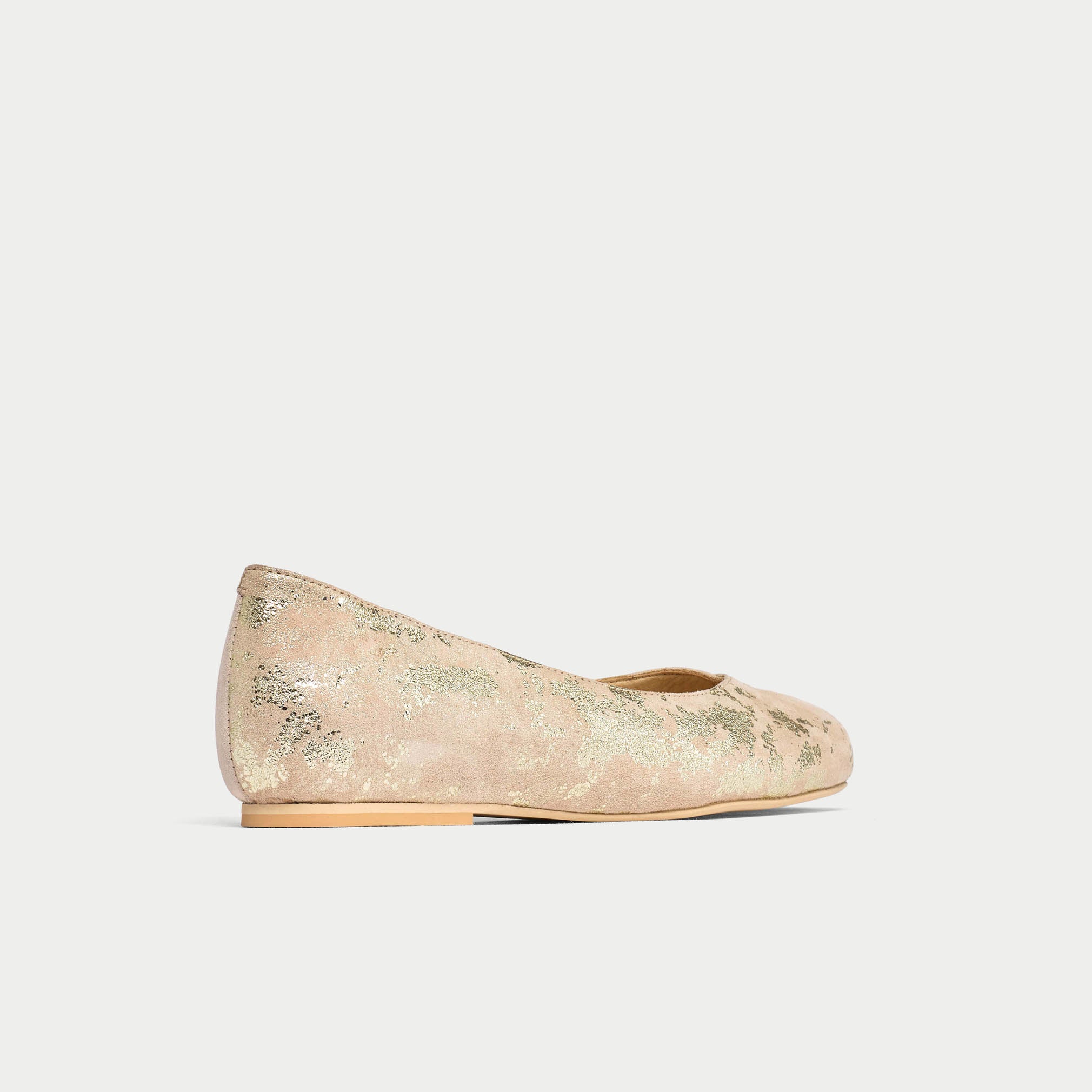 Charlotte - Textured Gold Suede Ballerinas