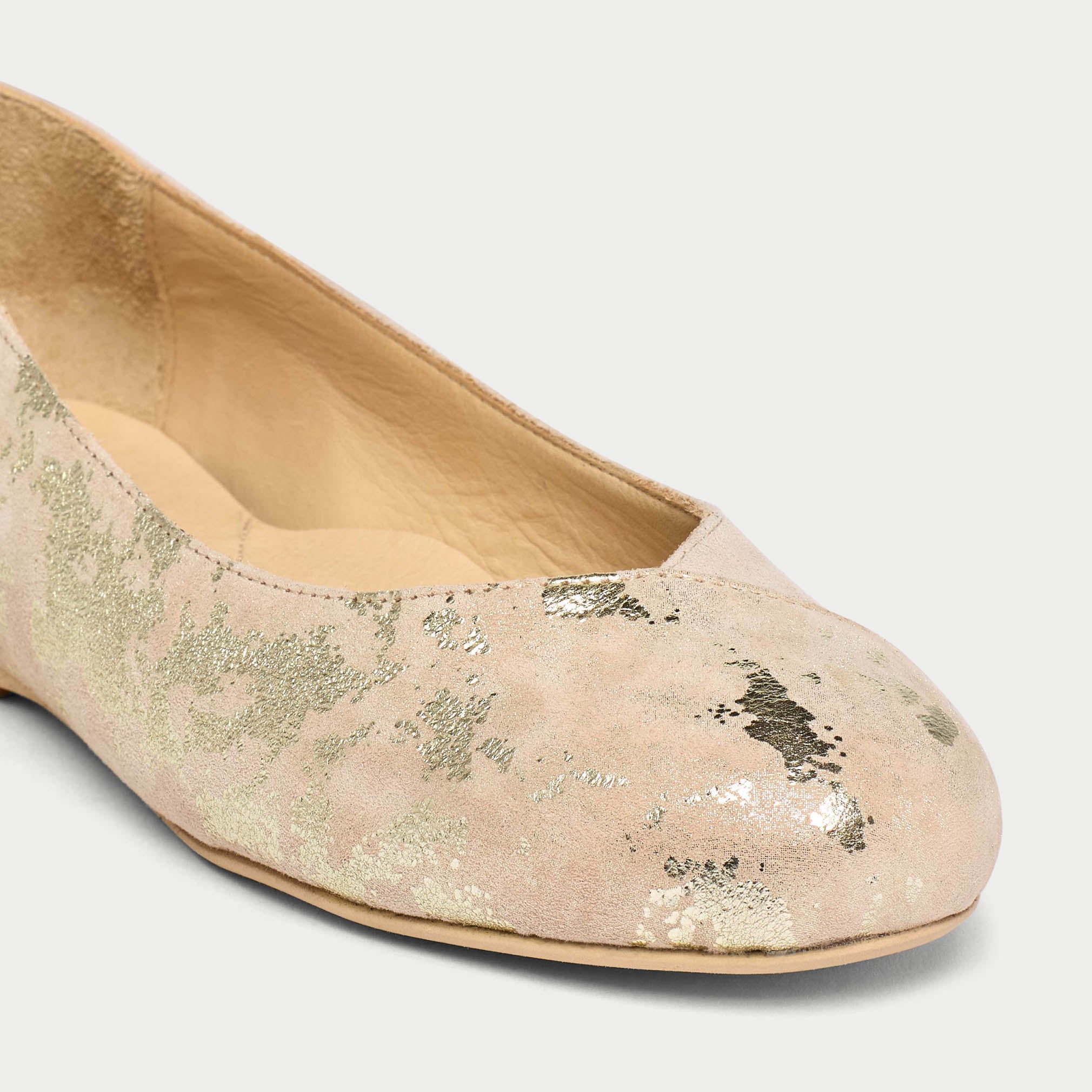 Charlotte - Textured Gold Suede Ballerinas
