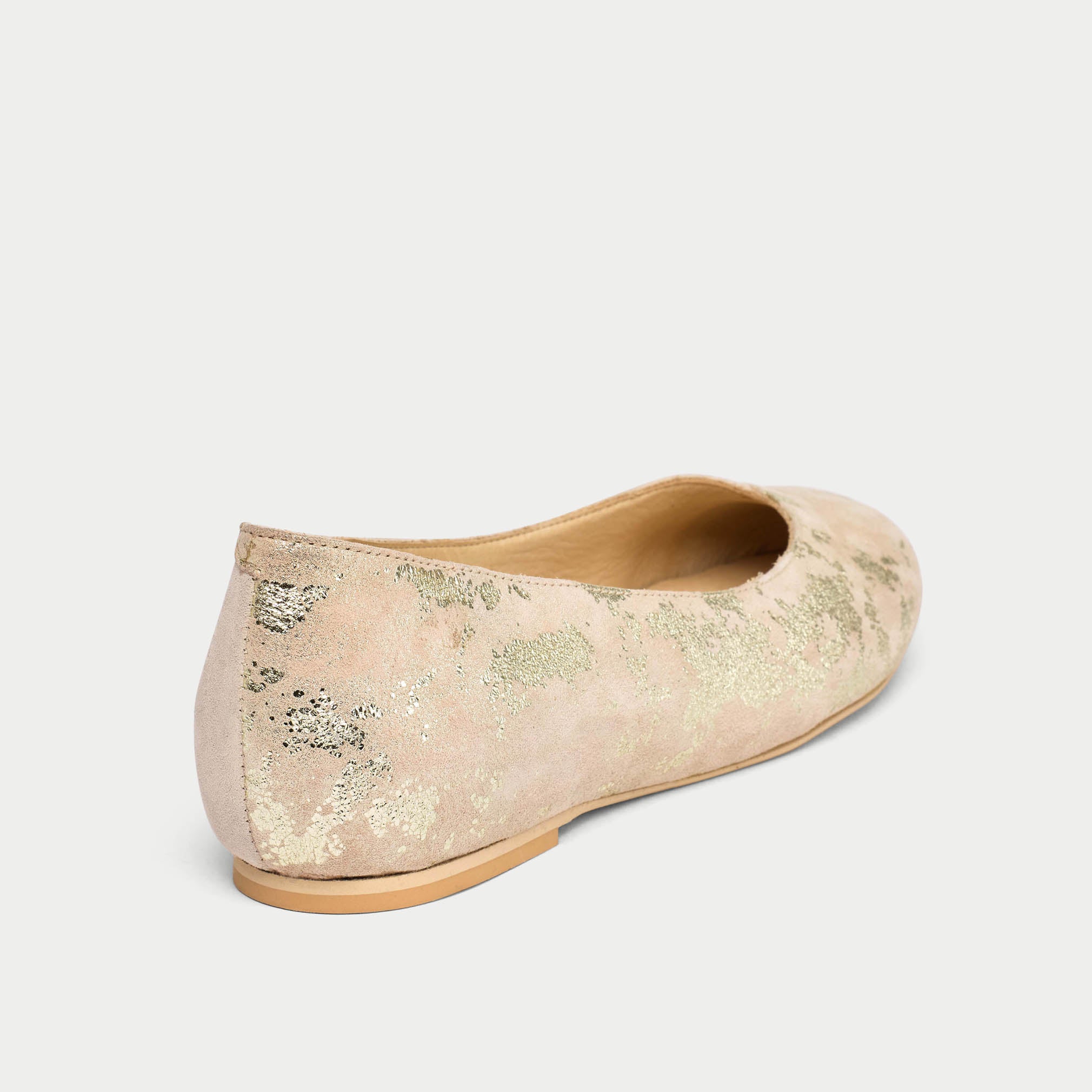 Charlotte - Textured Gold Suede Ballerinas