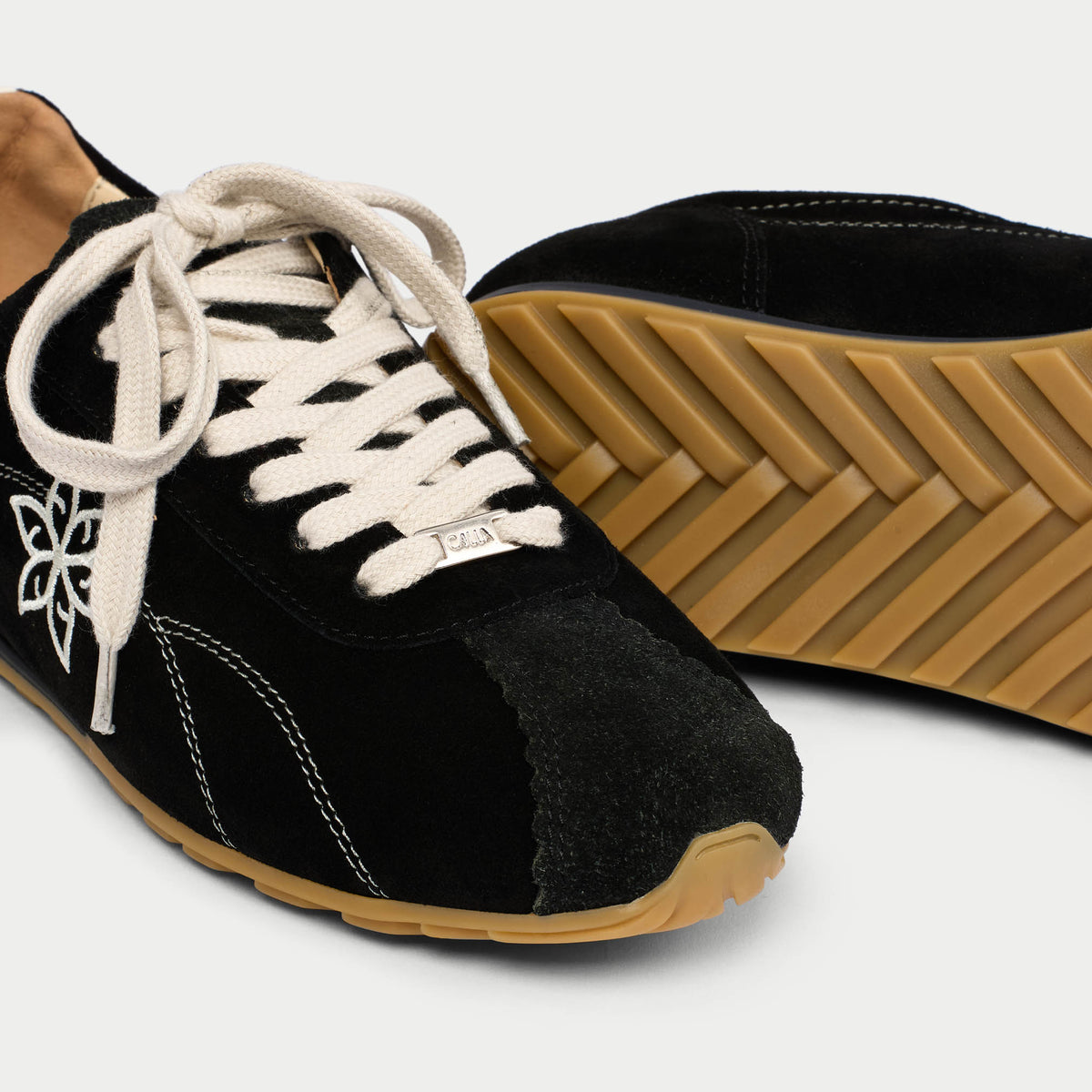 Aurora - Black Suede Wide Fit Sneakers