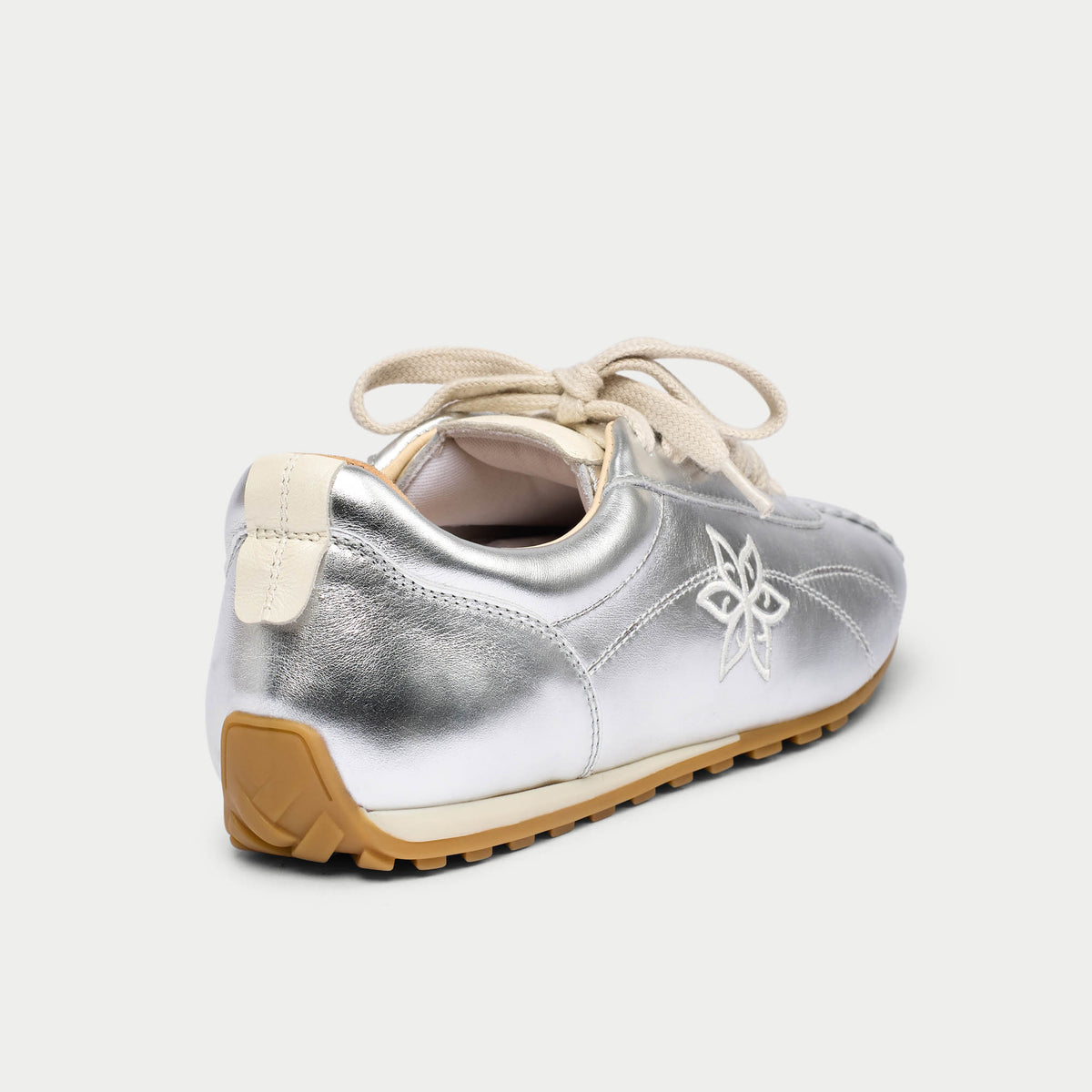 Aurora - Silver Leather Wide Fit Sneakers