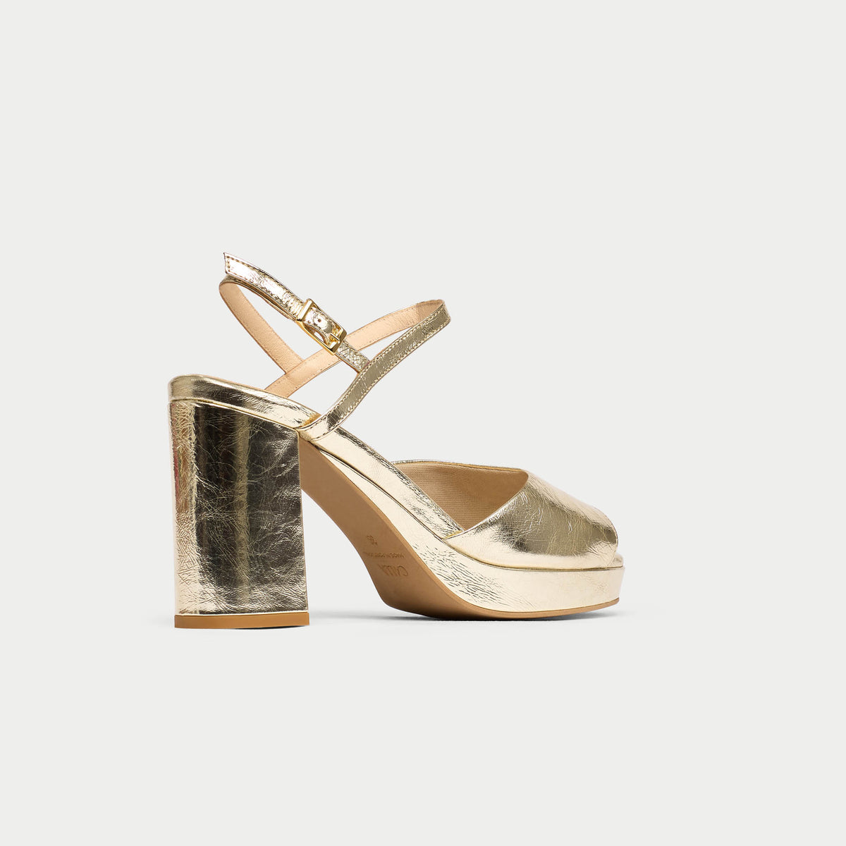 Margot - Molten Gold Leather Block Heels