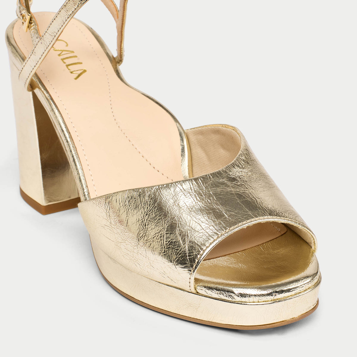 Margot - Molten Gold Leather Block Heels