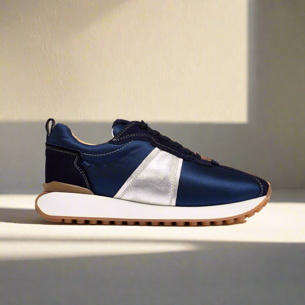 Cosmos Chunky-Sole Navy Wide Fit Sneakers