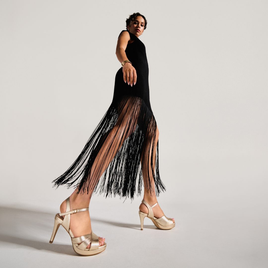Emily - Champagne Leather Heeled Sandals