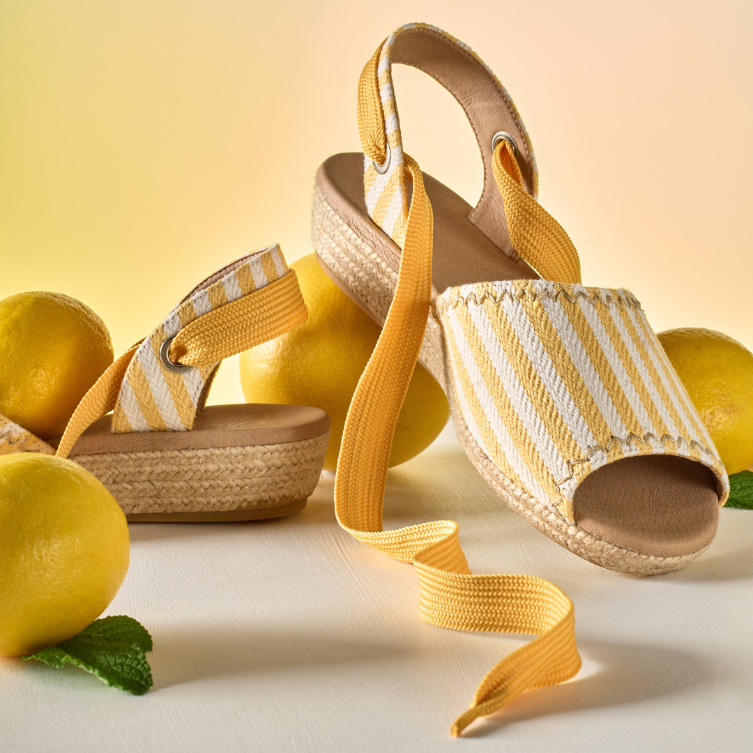 Evelyn - Lemon Canvas Espadrilles