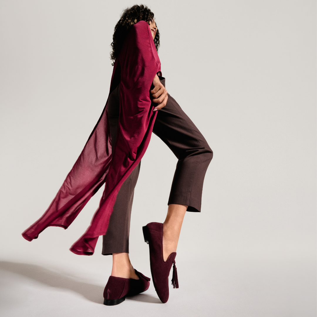 Freya - Burgundy Suede Loafers