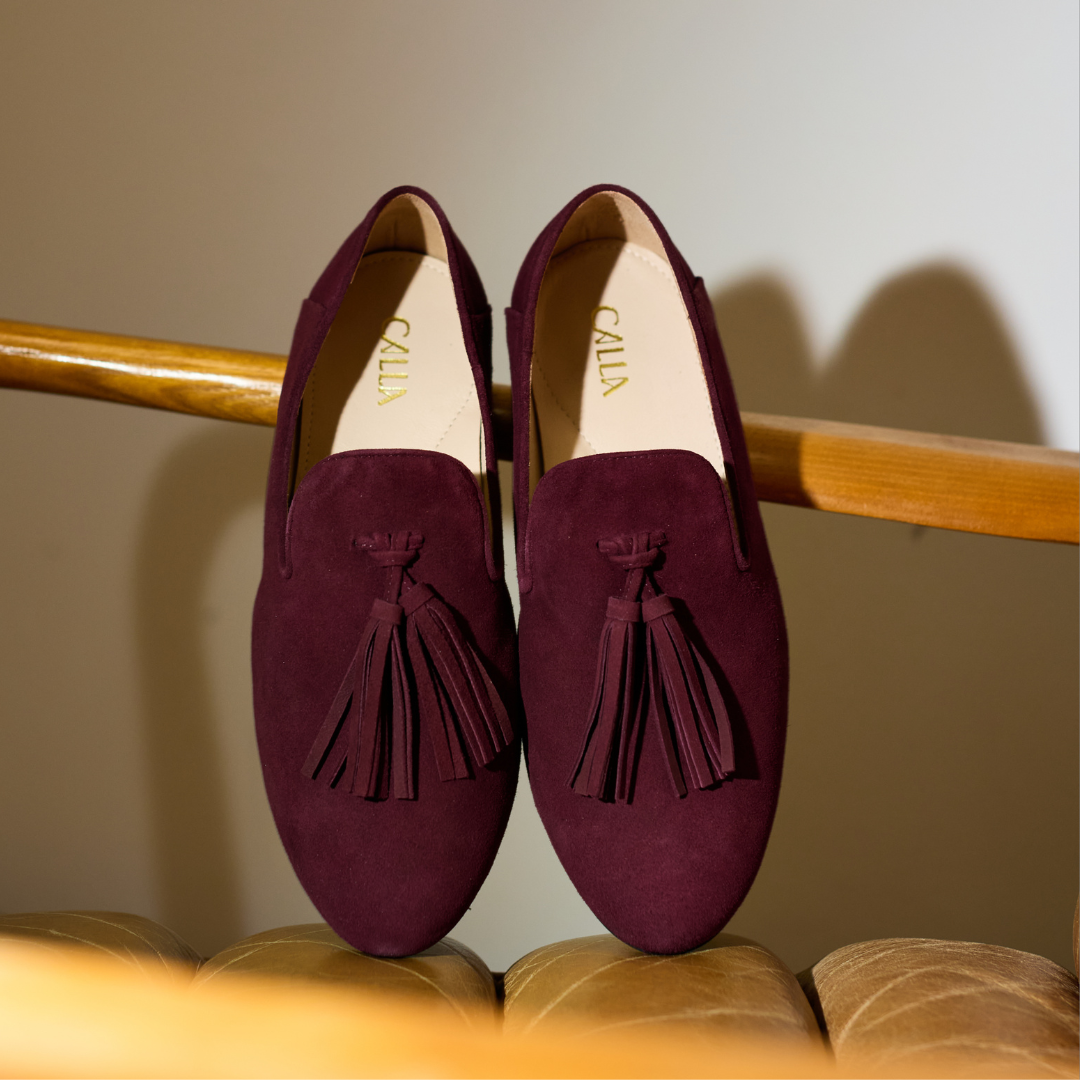 burgundy dress loafers Freya - Suede - EU 39.5 - Women’s Wide Fit Flats - Best Flats For Bunions Size:54 Regular Jacket+48 Waist Adjust 44to50)Height: 5'7