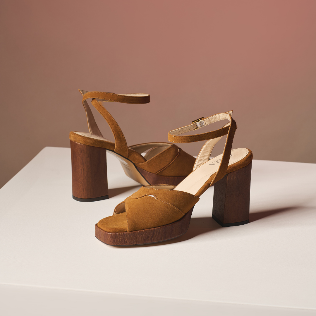Heather tan heel pair