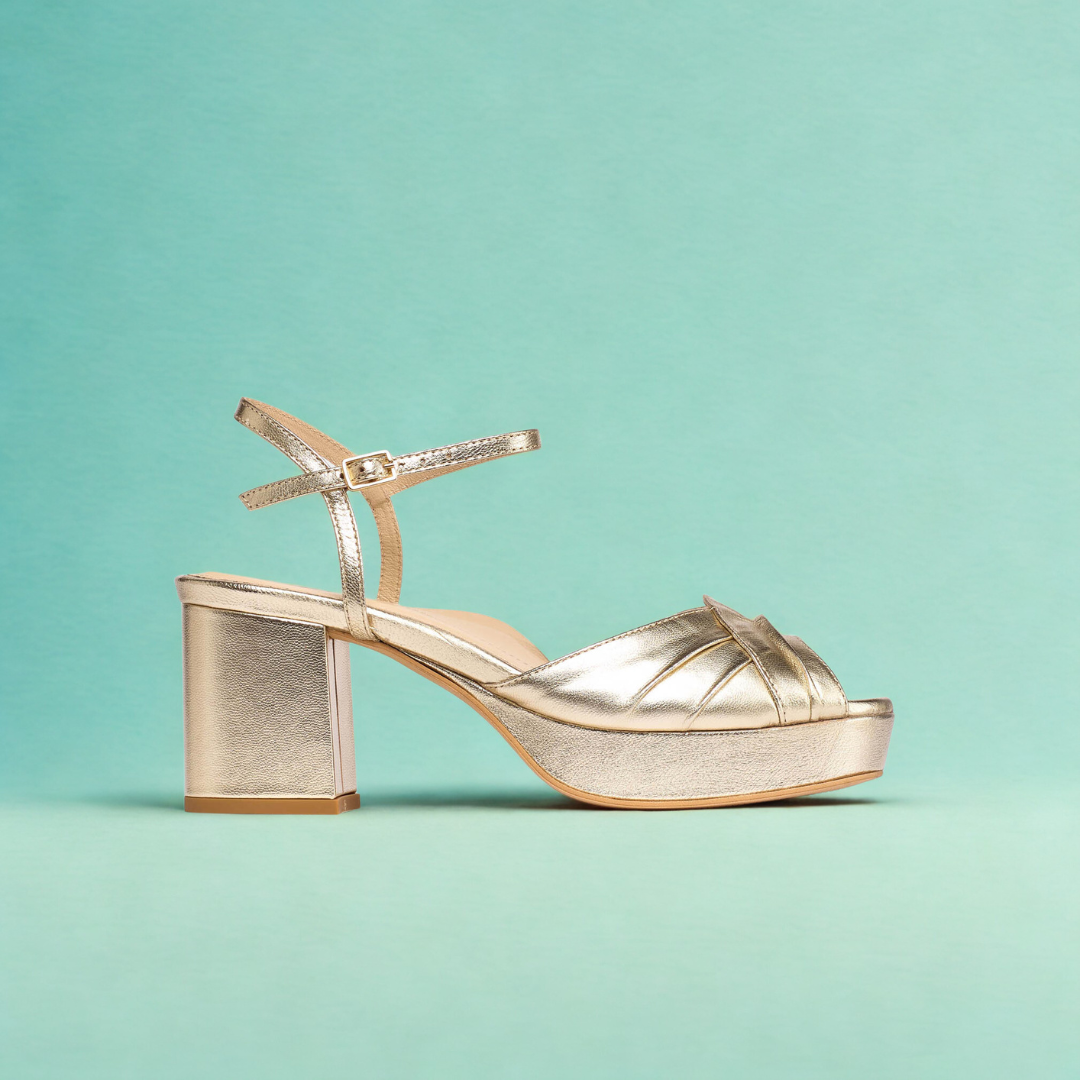 Lottie - Champagne Metallic Block Heels