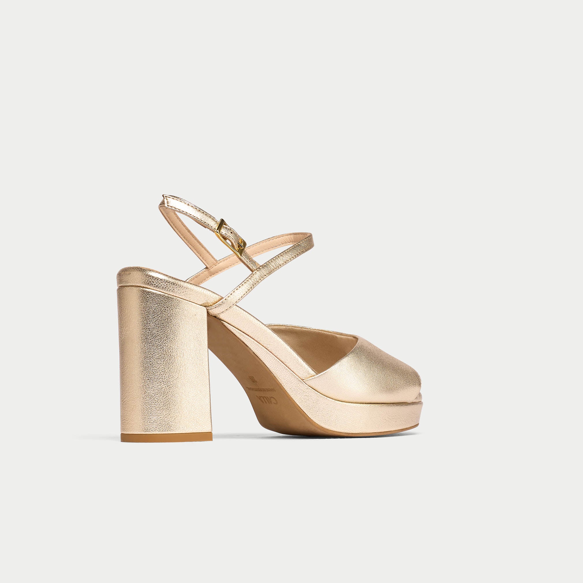 Margot - Champagne Leather Block Heels