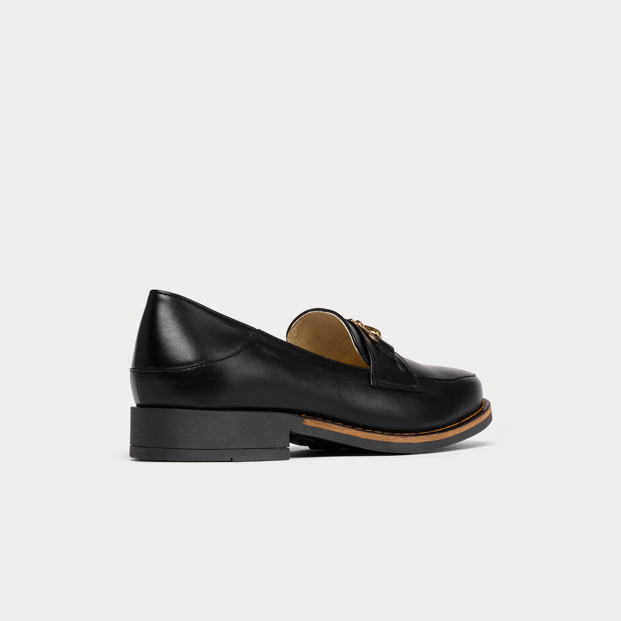 Meredith - Black Leather Loafers