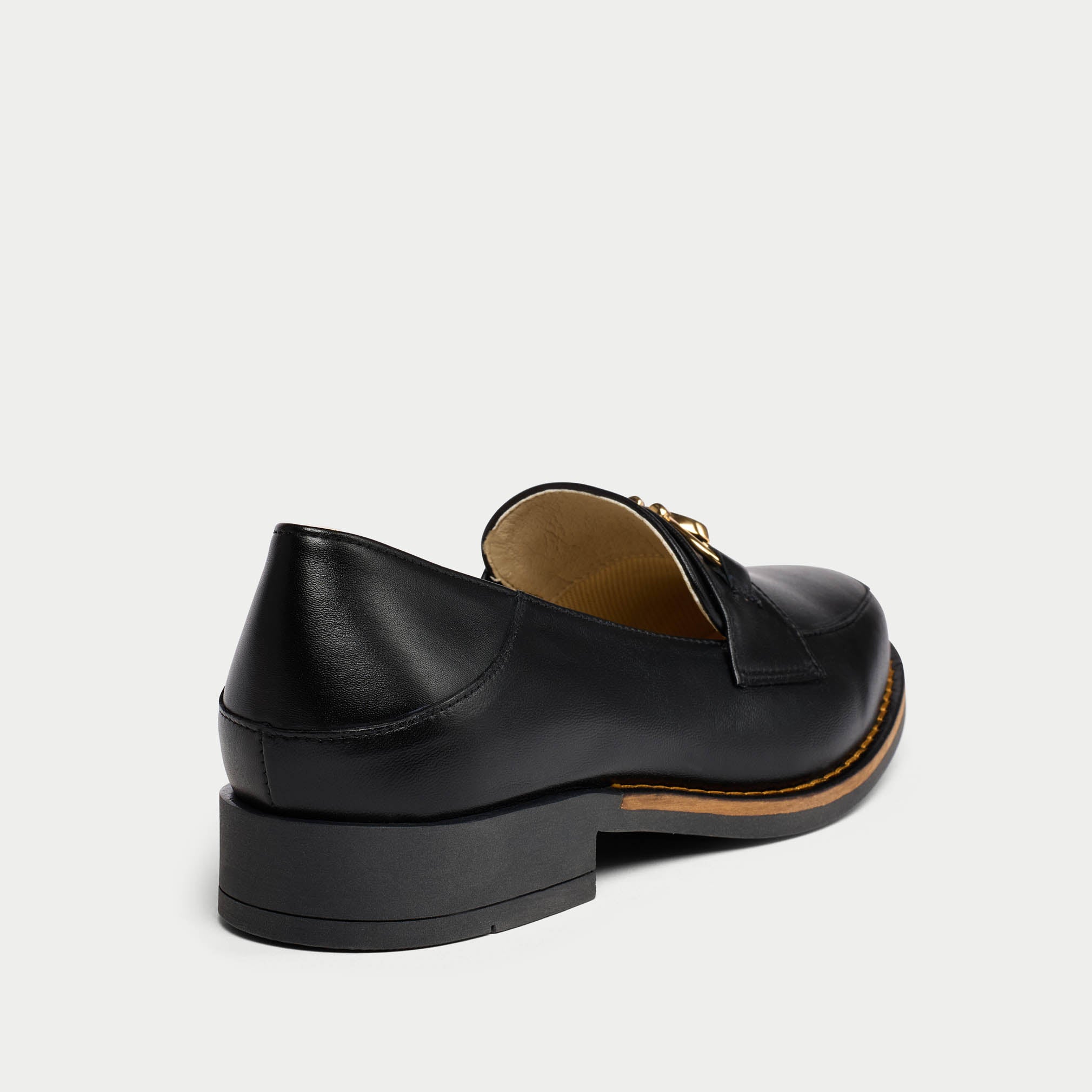 Meredith - Black Leather Loafers