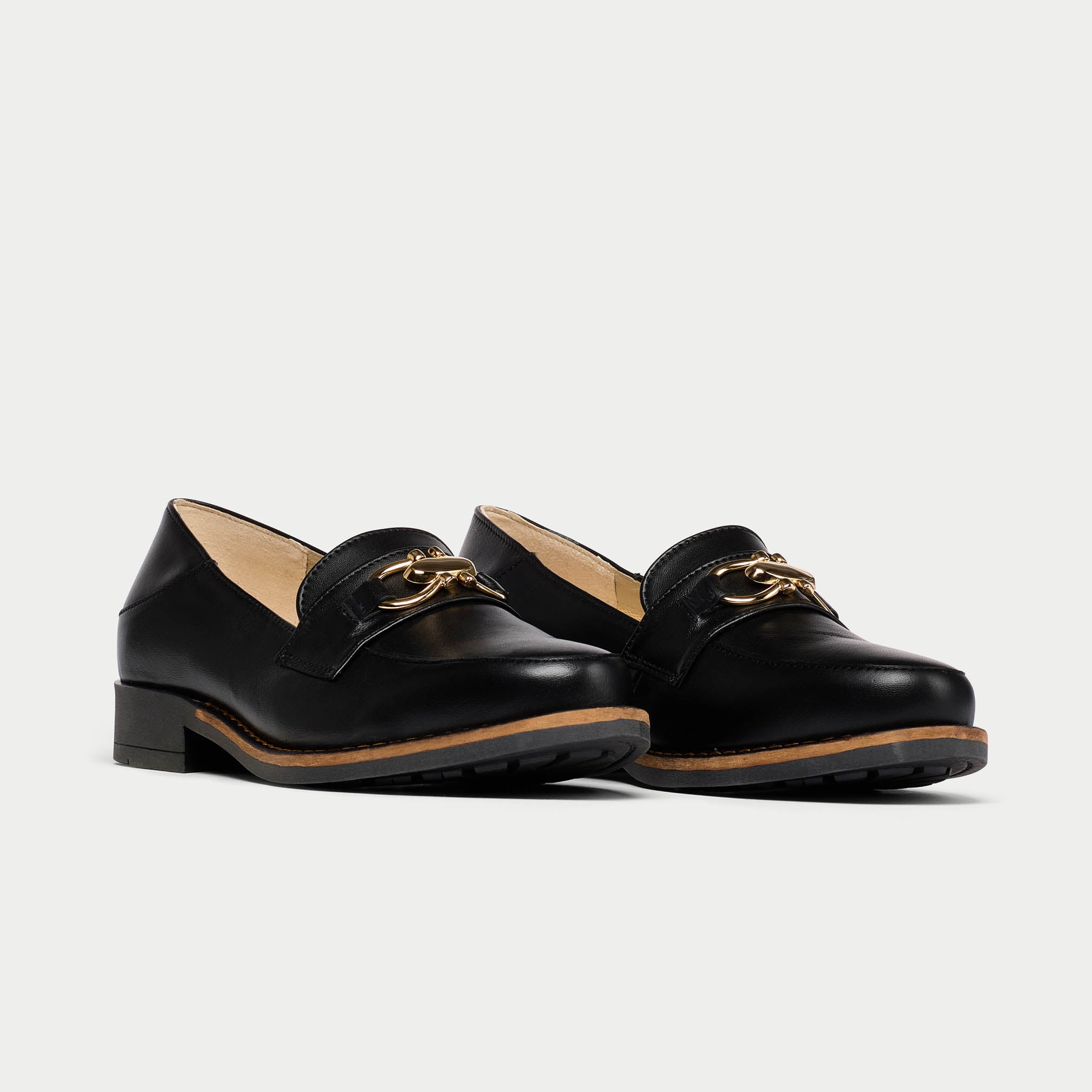 Meredith - Black Leather Loafers