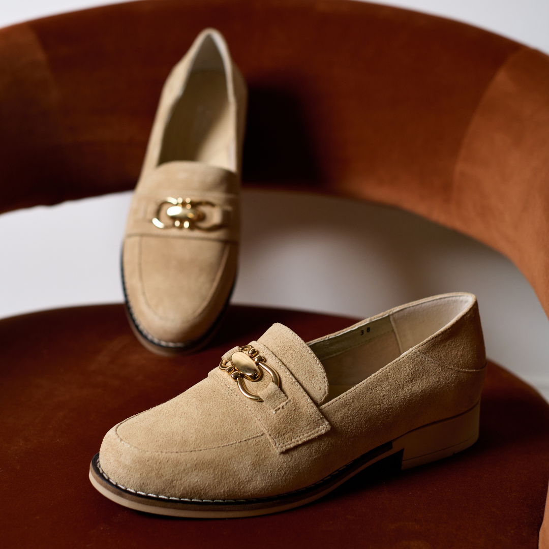 Meredith - Camel Suede Loafers