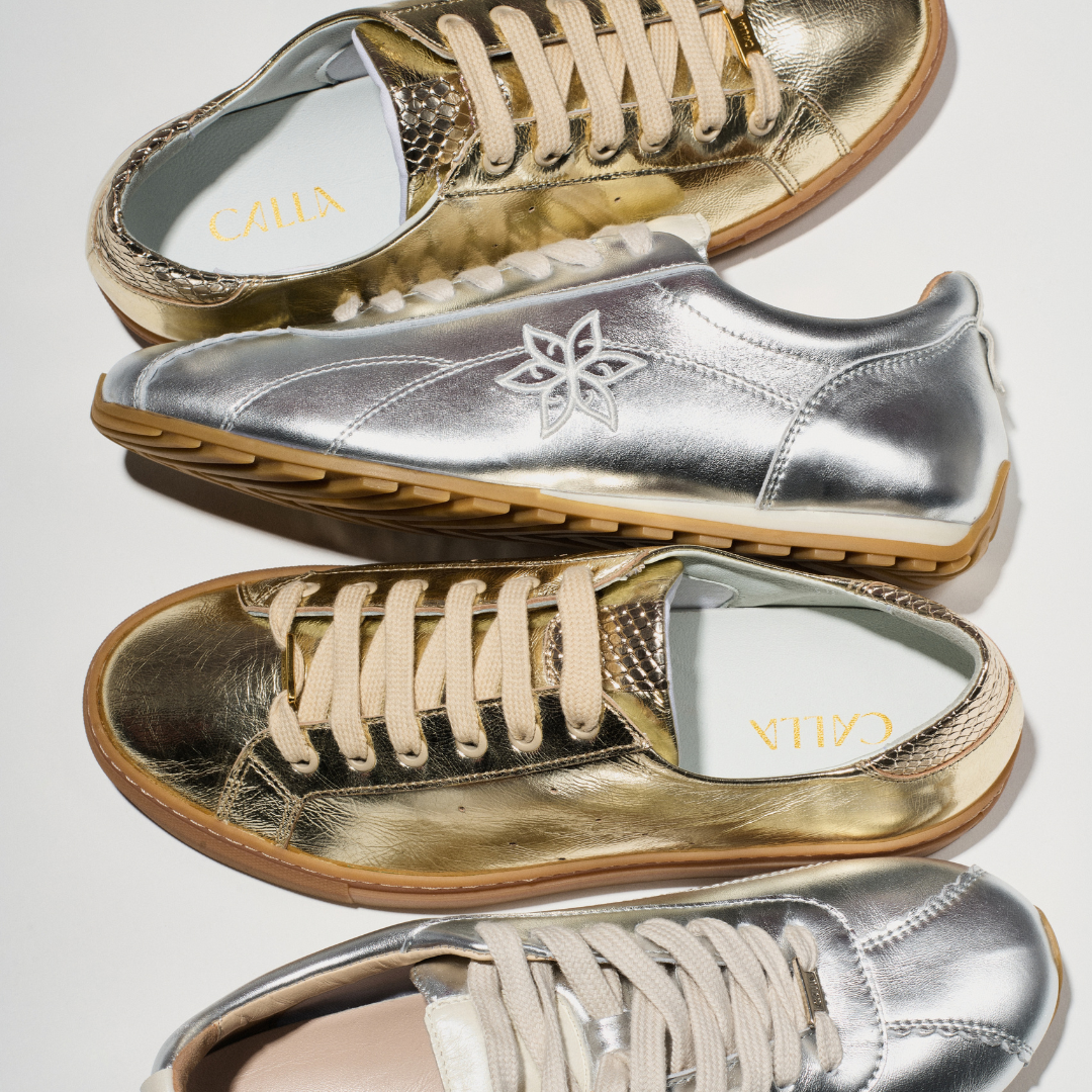 Star - Champagne Scaled Metallic Wide Fit Sneakers