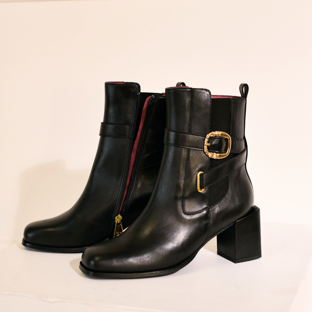 Miriam - Black Leather Boots
