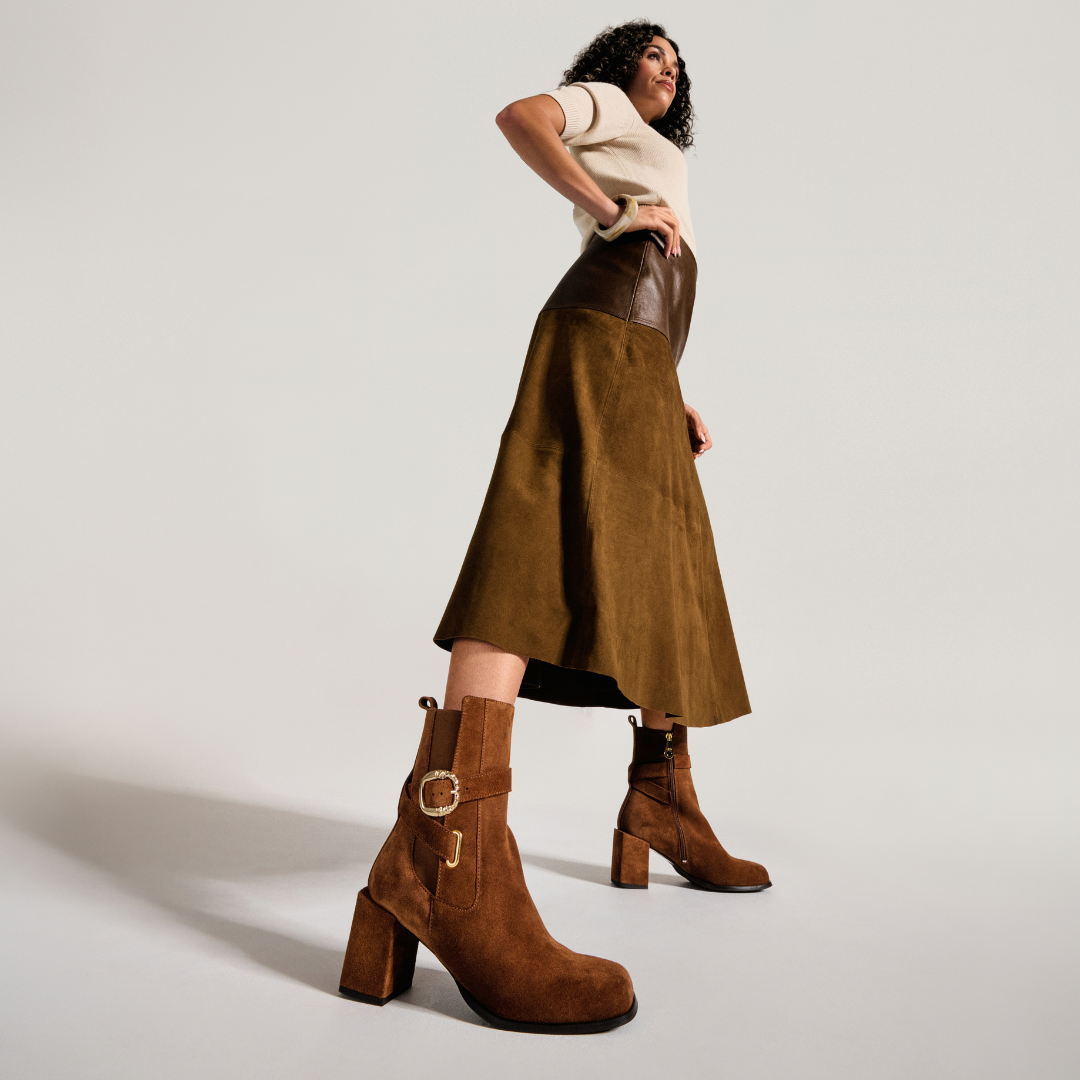 Miriam - Cognac Suede Leather Boots