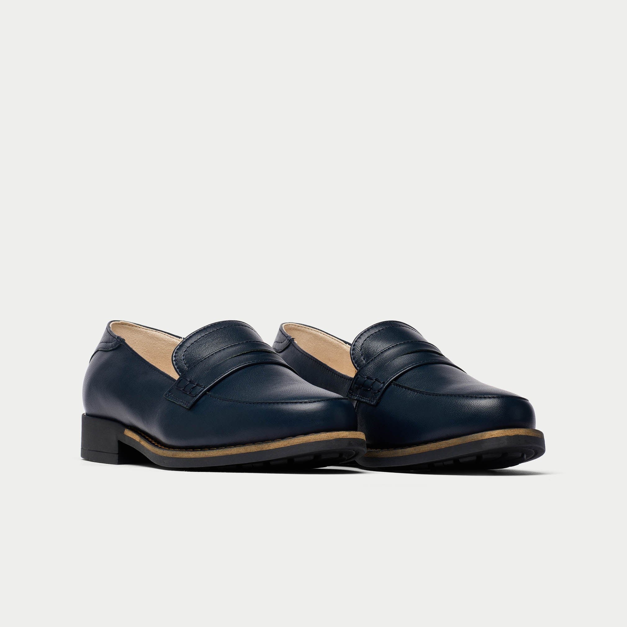 Nadia - Navy Leather Loafers
