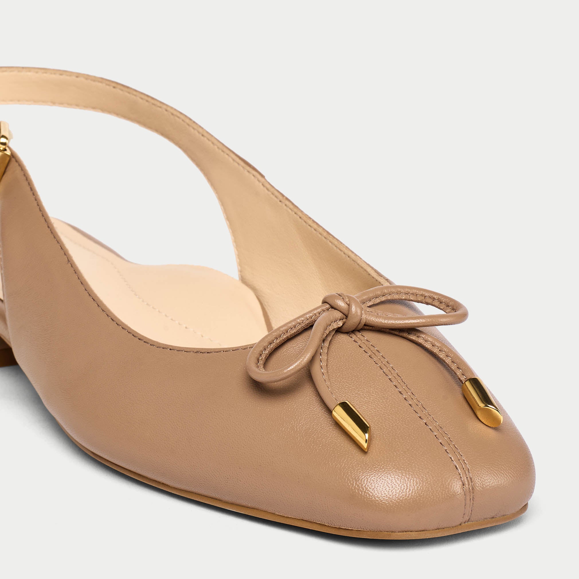Petra - Taupe Leather Slingbacks