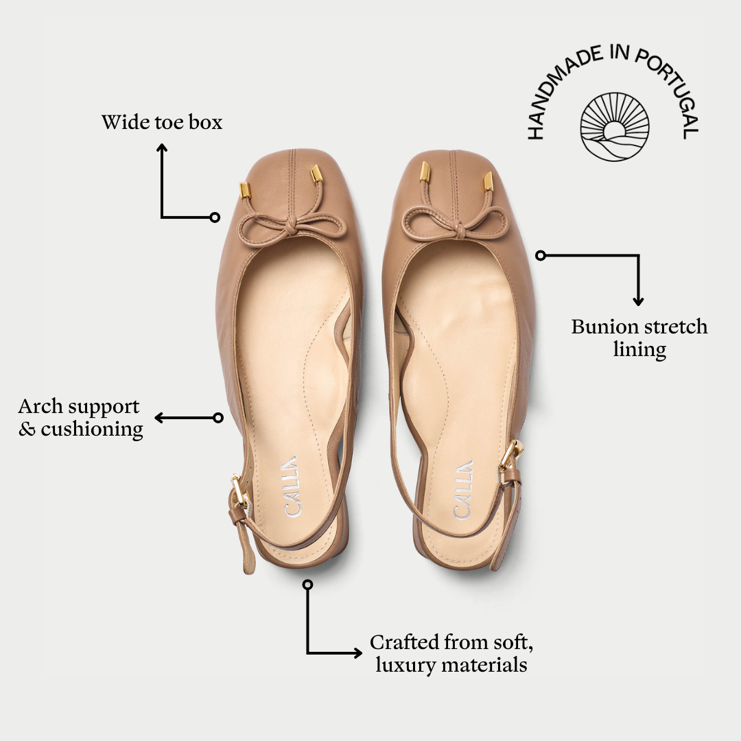 Petra - Taupe Leather Slingbacks