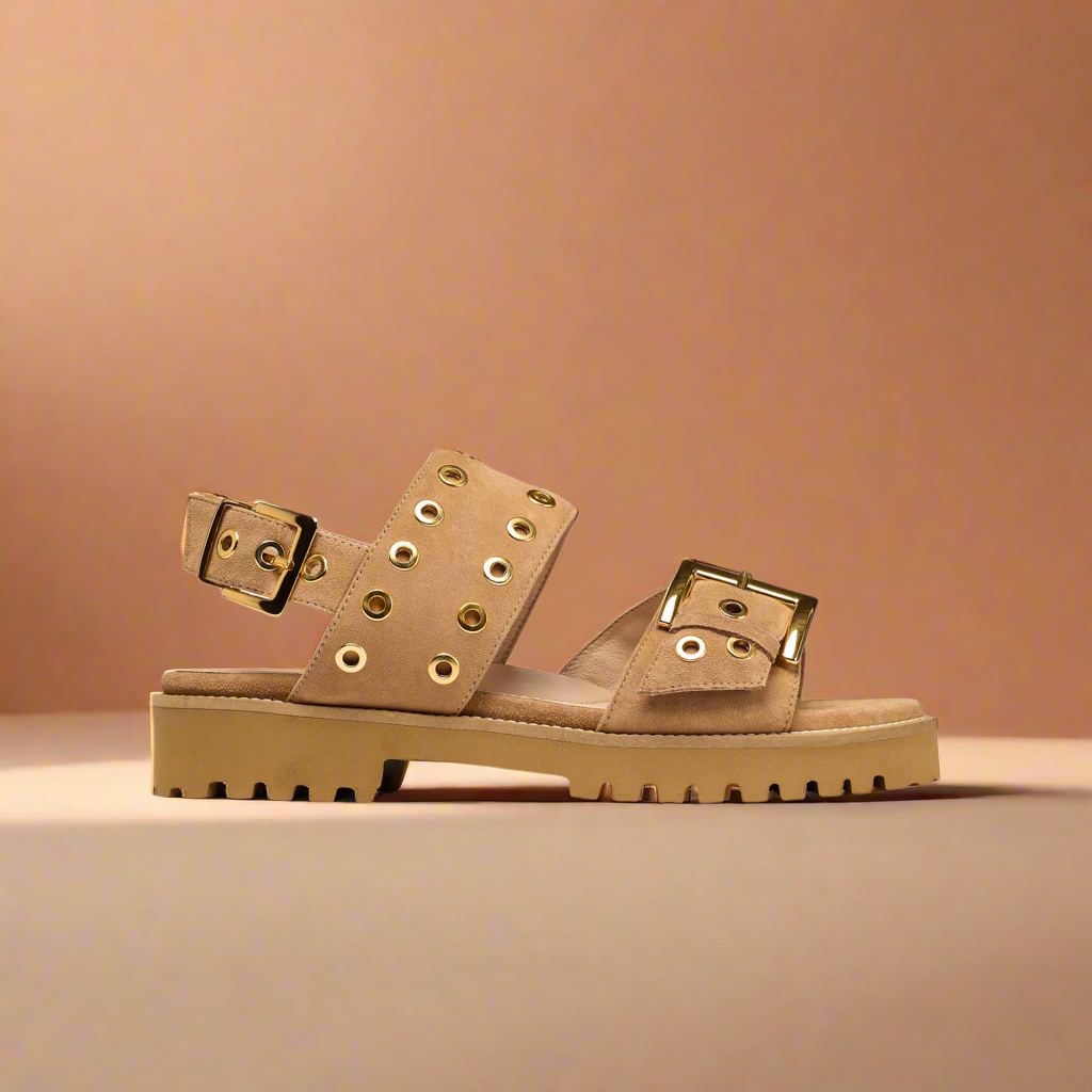 Ramona - Beige Suede Sandals