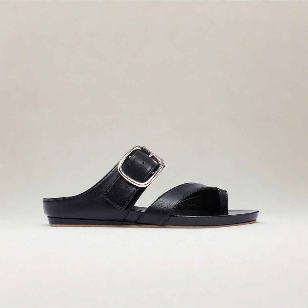 Ruby - All Black Leather Sandals