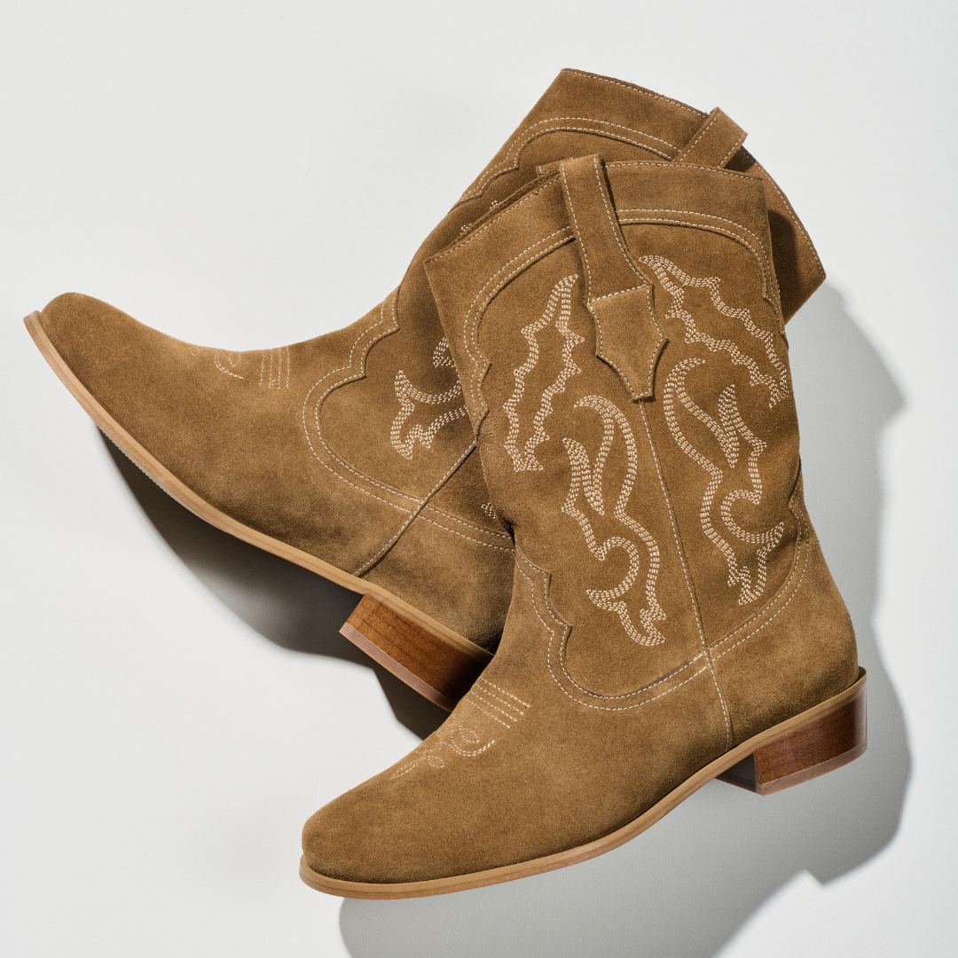 Savannah - Honey Suede Cowboy Boots