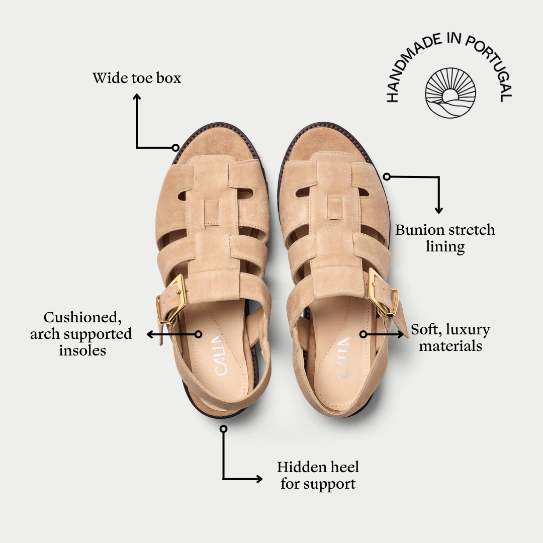 Simone - Beige Suede Sandals