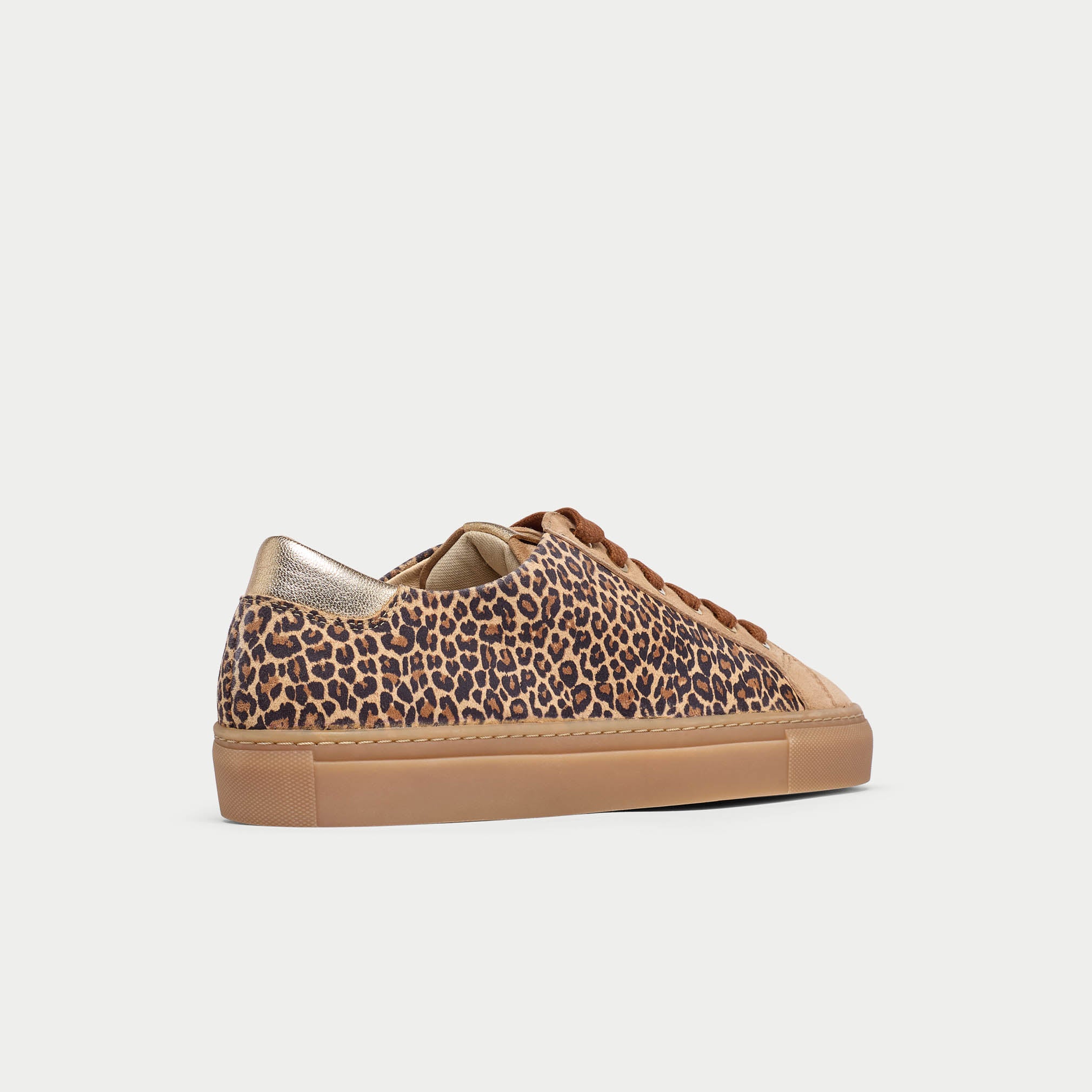 star beige leopard trainers for bunions back/side view