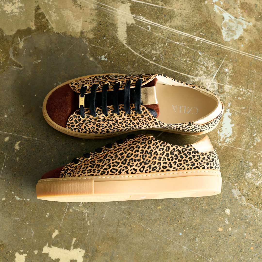 Star - Leopard Suede Wide Fit Sneakers