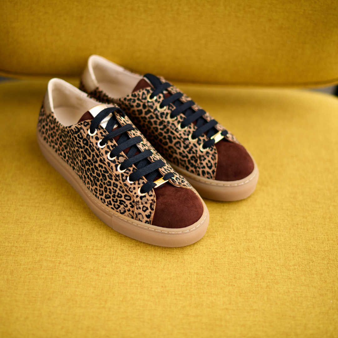 Star - Leopard Suede Wide Fit Sneakers