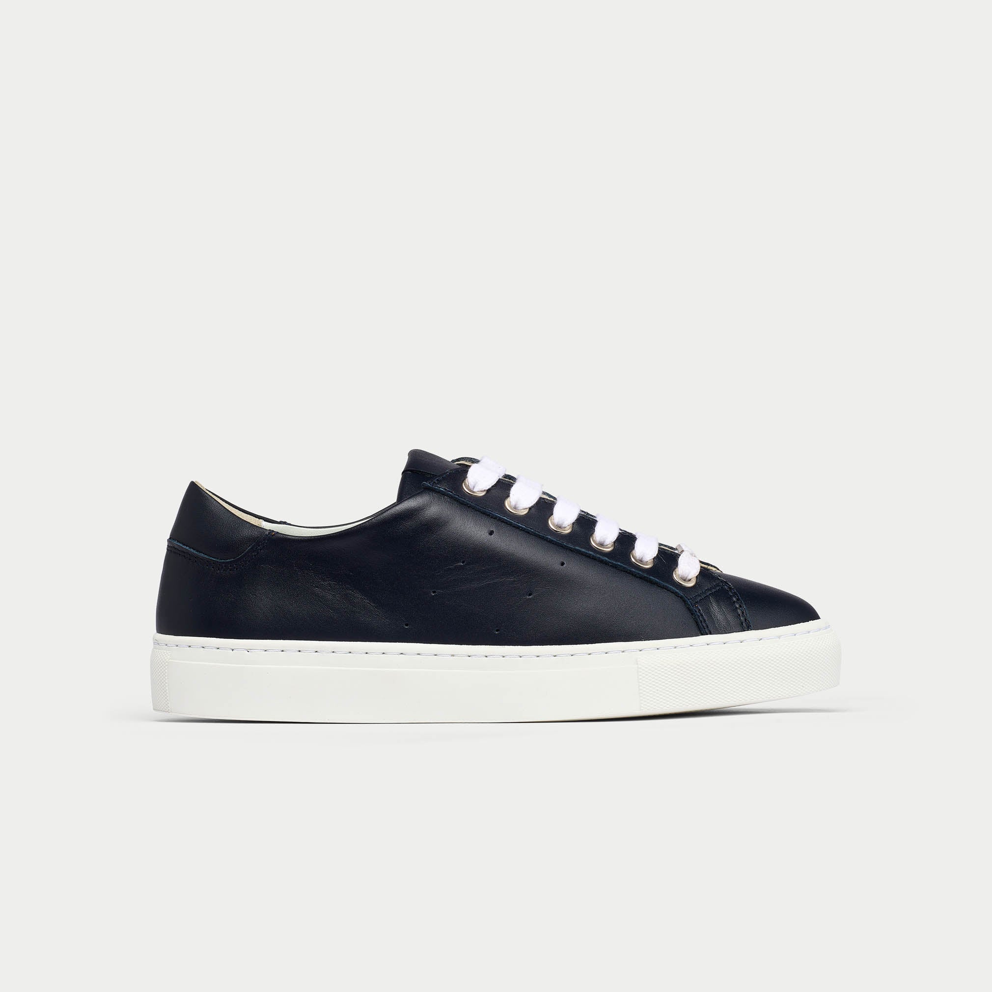 Star - Navy Leather Wide Fit Sneakers