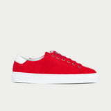 star red suede sneakers side view