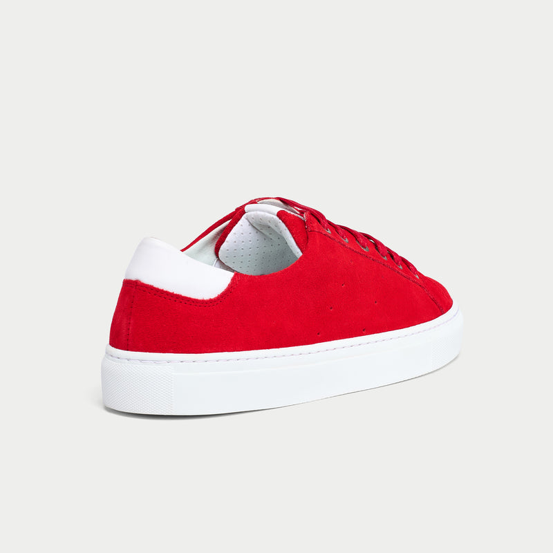 red sneakers back view