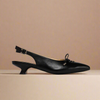 Trudie - Black Leather Slingbacks