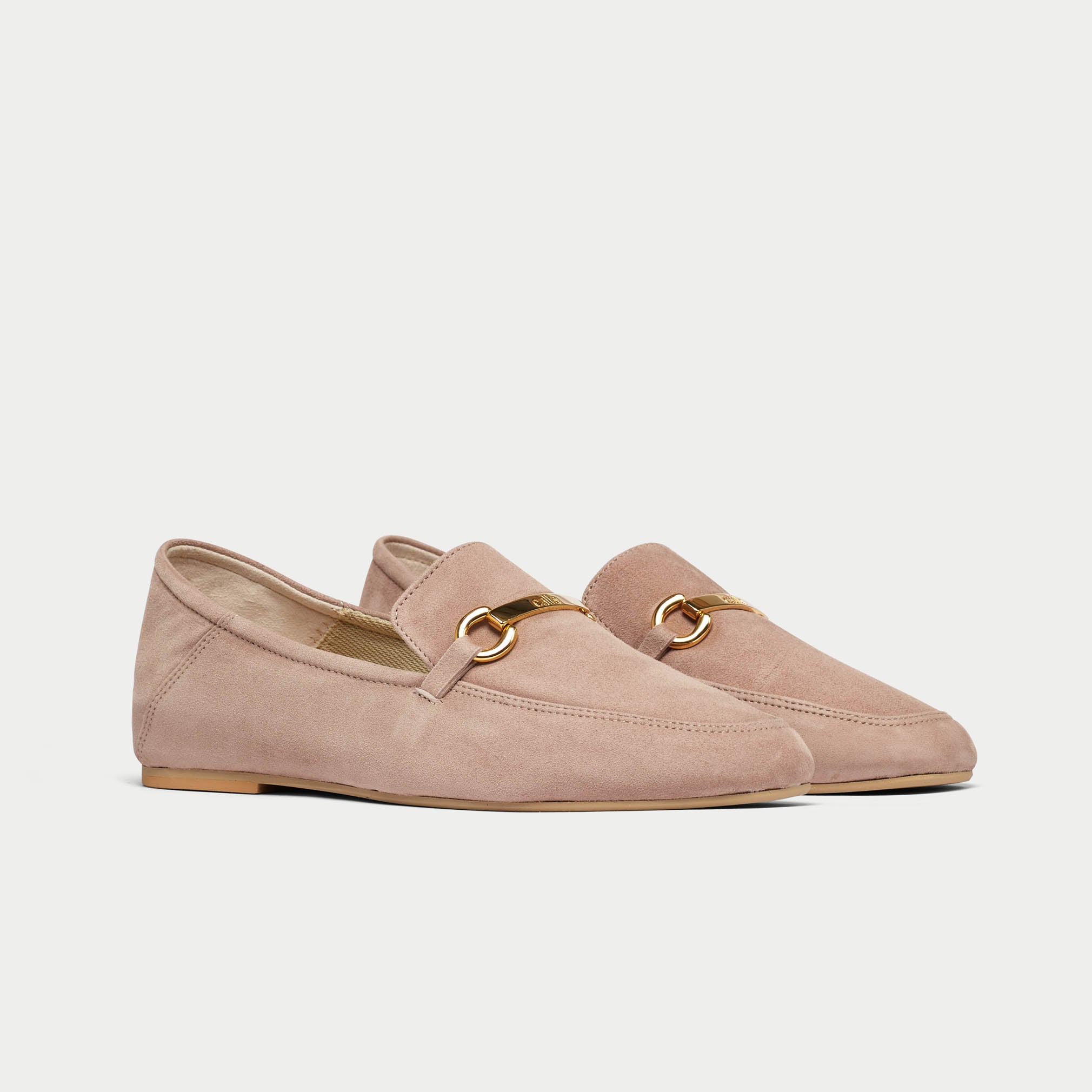 Beatrice - Pale Peach Suede Loafers