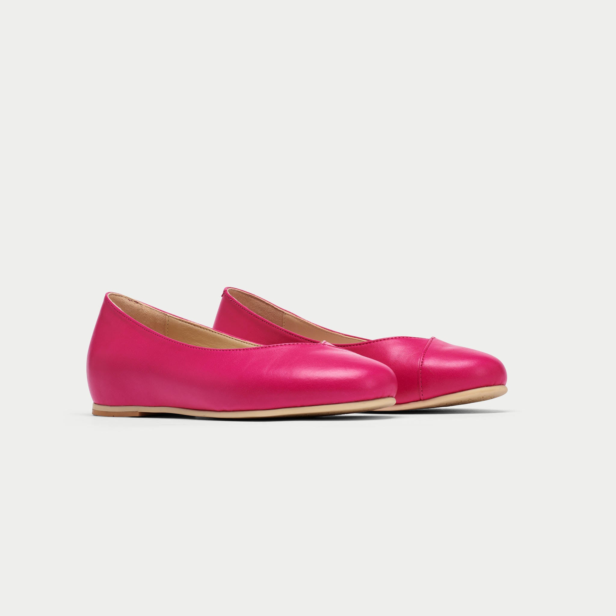 Charlotte - Raspberry Leather Ballerinas