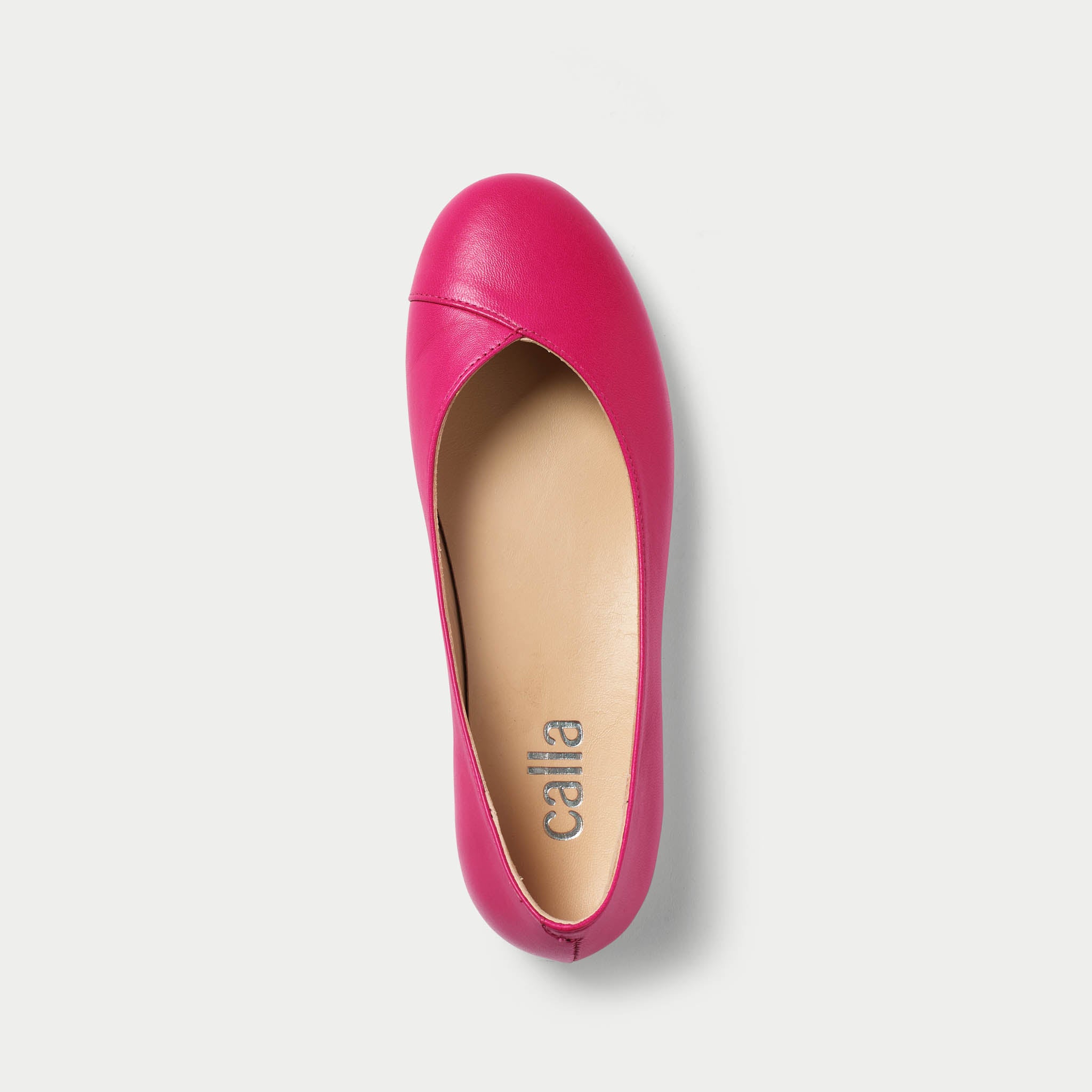 Charlotte - Raspberry Leather Ballerinas