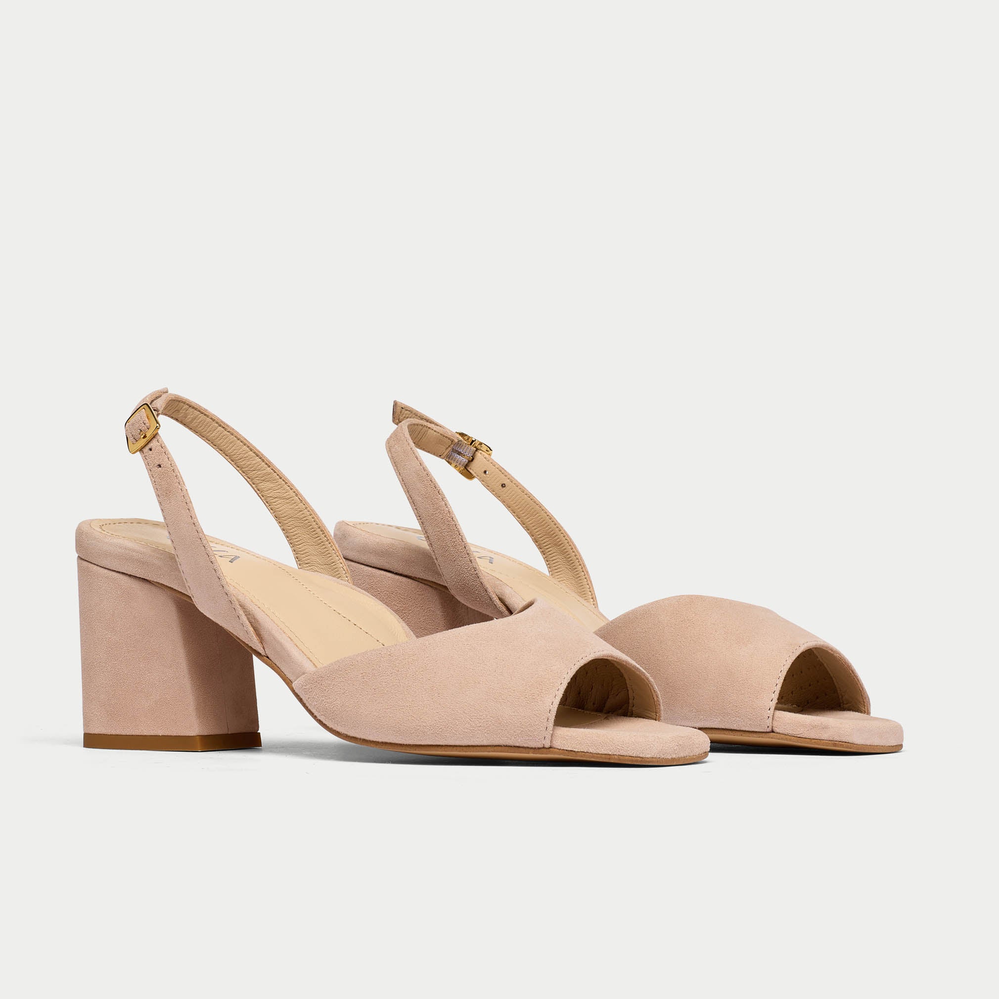 Felicity - Neutral Suede Block Heels