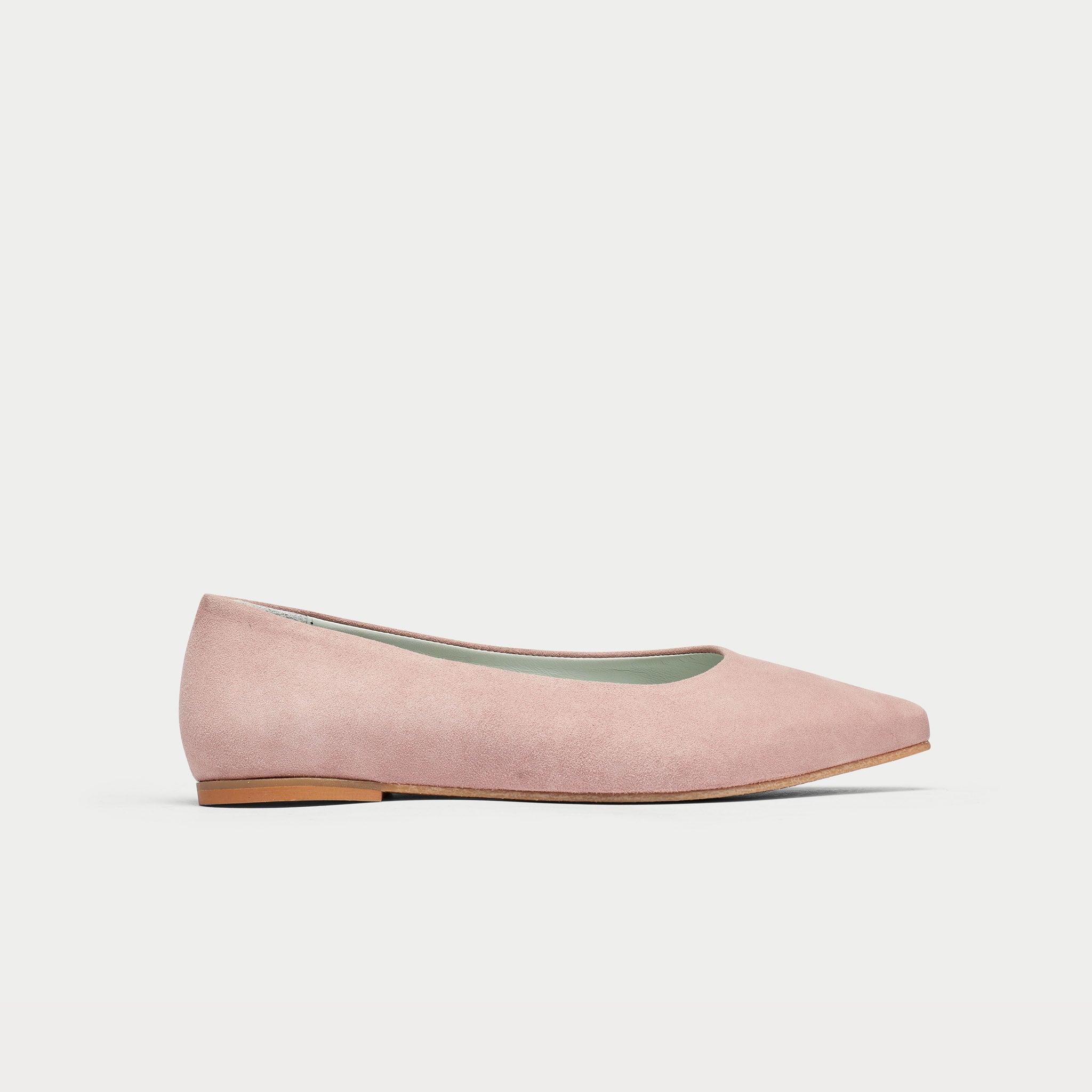 Isabella - Neutral Pink Suede Ballerinas