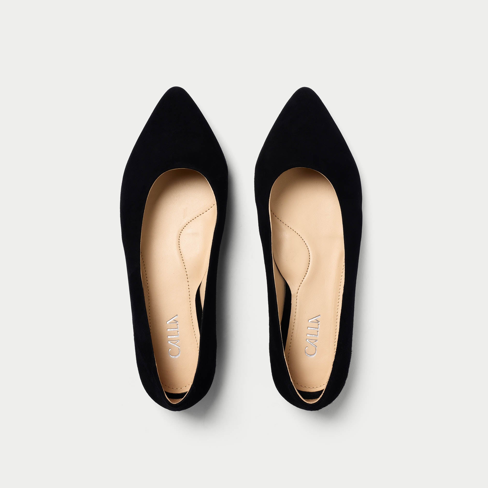 Isabella - Black Suede Ballerinas